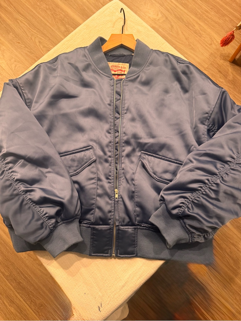 Levi's Blue Satin Bomber Jacket
